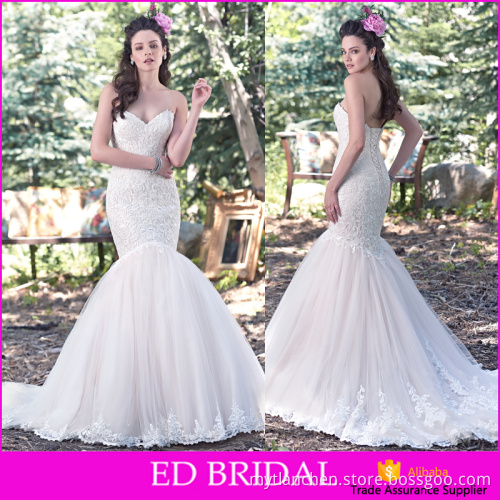 ED Bridal MA1901 Mermaid Pattern Off Shoulder Appliques Lace Trim Wedding Dresses For Fat Woman